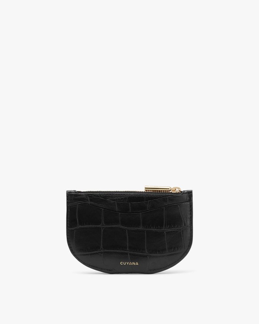 Small Leather Goods Cuyana | Cardholder (Croco) Black