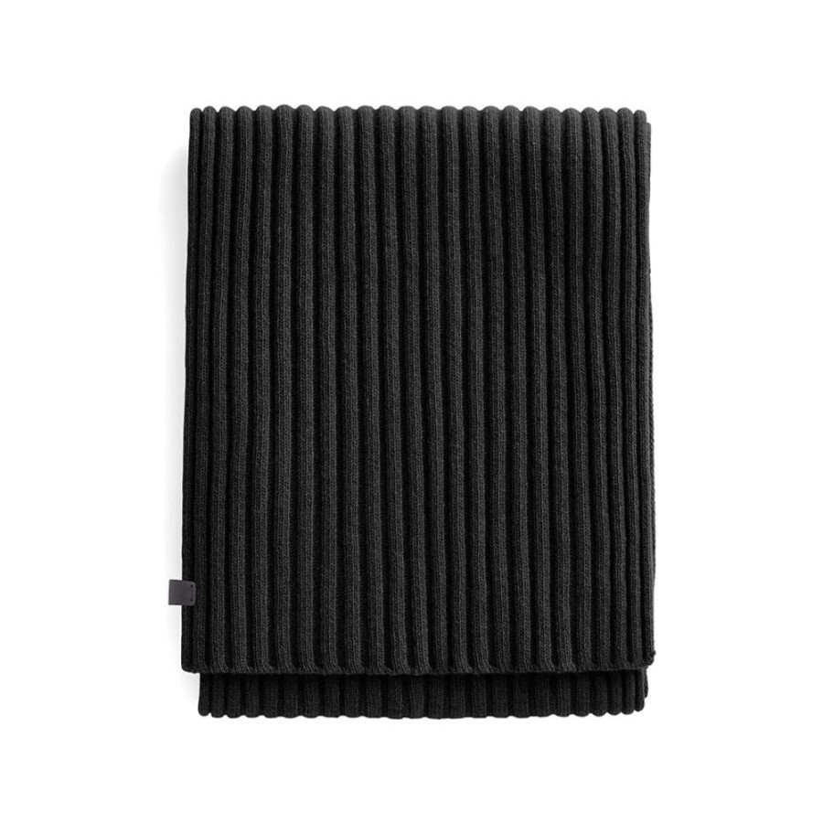 Accessories Cuyana | Mens Wool Cashmere Ribbed Scarf Black