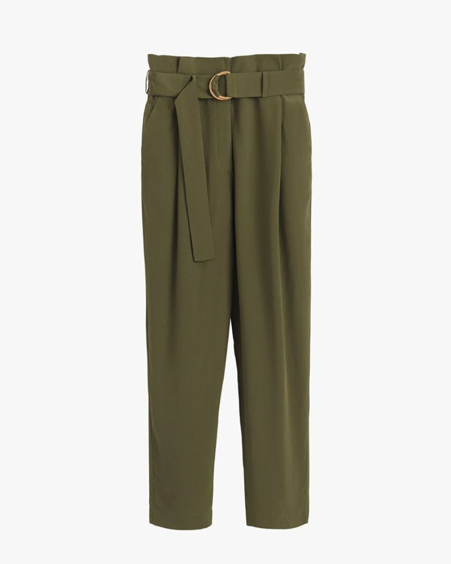 Clothing Cuyana | Silk Paperbag Pant Dark Olive