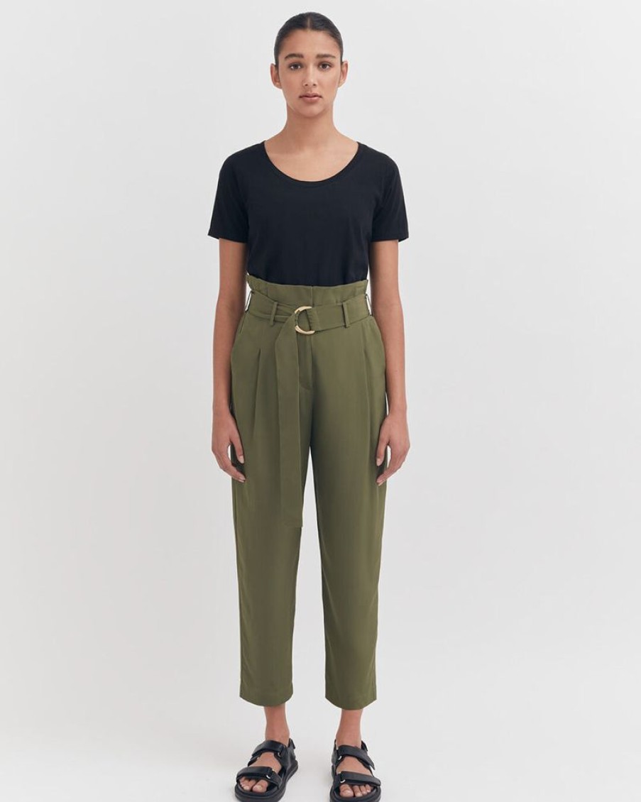 Clothing Cuyana | Silk Paperbag Pant Dark Olive