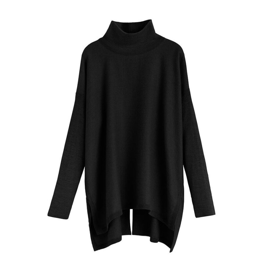 Clothing Cuyana | Alpaca Open-Back Turtleneck Sweater Black