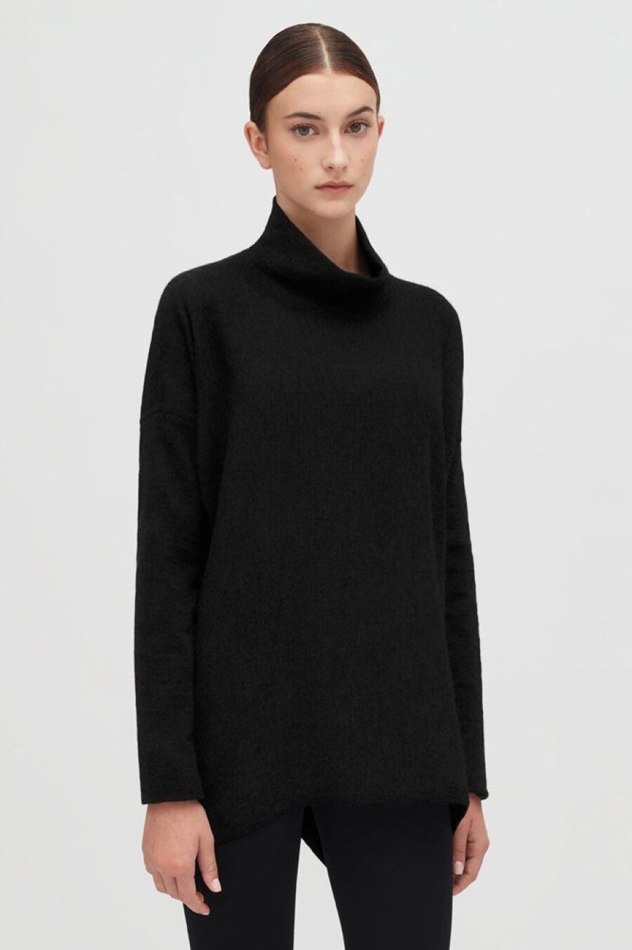 Clothing Cuyana | Alpaca Open-Back Turtleneck Sweater Black