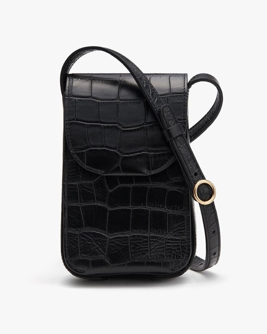 Bags Cuyana | Concertina Phone Bag (Croco) Black