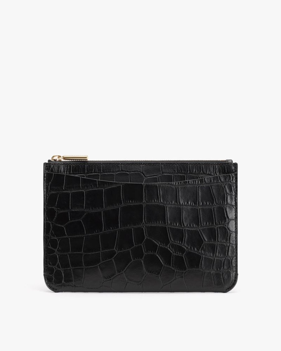 Small Leather Goods Cuyana | System Zipper Pouch (Croco) Black