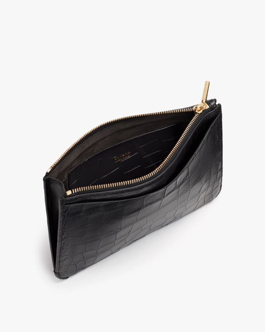 Small Leather Goods Cuyana | System Zipper Pouch (Croco) Black