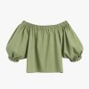 Clothing Cuyana | Poplin Off-The-Shoulder Cropped Top Leaf