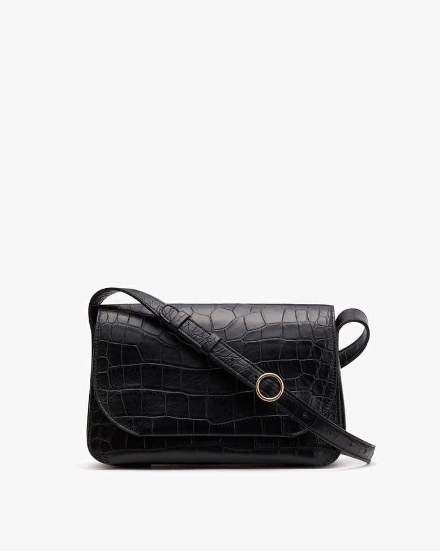 Bags Cuyana | Concertina Shoulder Bag (Croco) Black