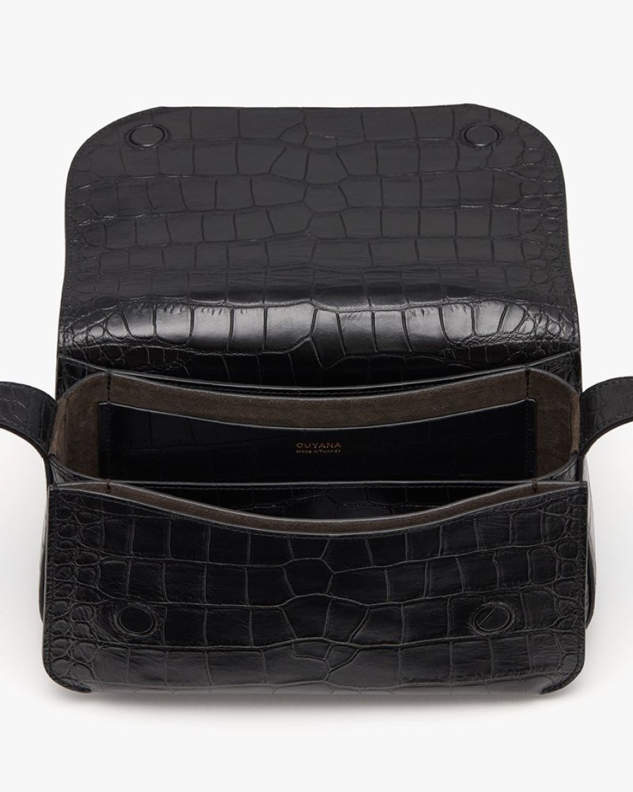 Bags Cuyana | Concertina Shoulder Bag (Croco) Black