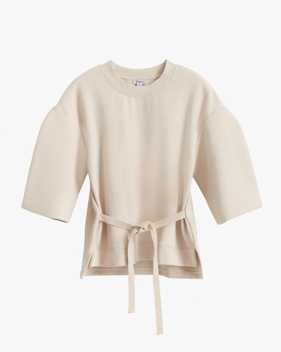 Clothing Cuyana | Terry Sculpted Sleeve Sweatshirt Pearl