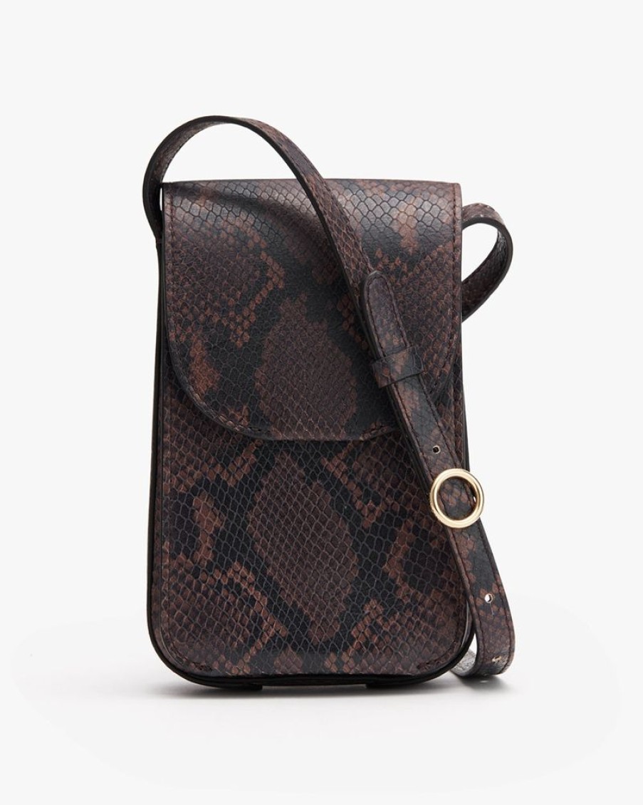 Bags Cuyana | Concertina Phone Bag (Snake) Dark Brown