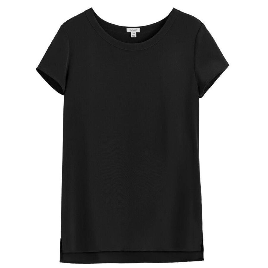 Clothing Cuyana | Silk High-Low Tee Black