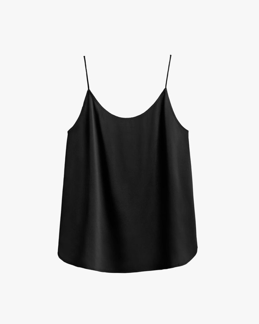 Clothing Cuyana | Washable Charmeuse Cross-Back Cami Black