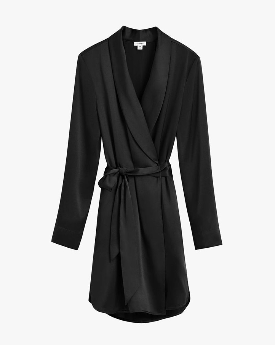 Clothing Cuyana | Washable Charmeuse Robe Black