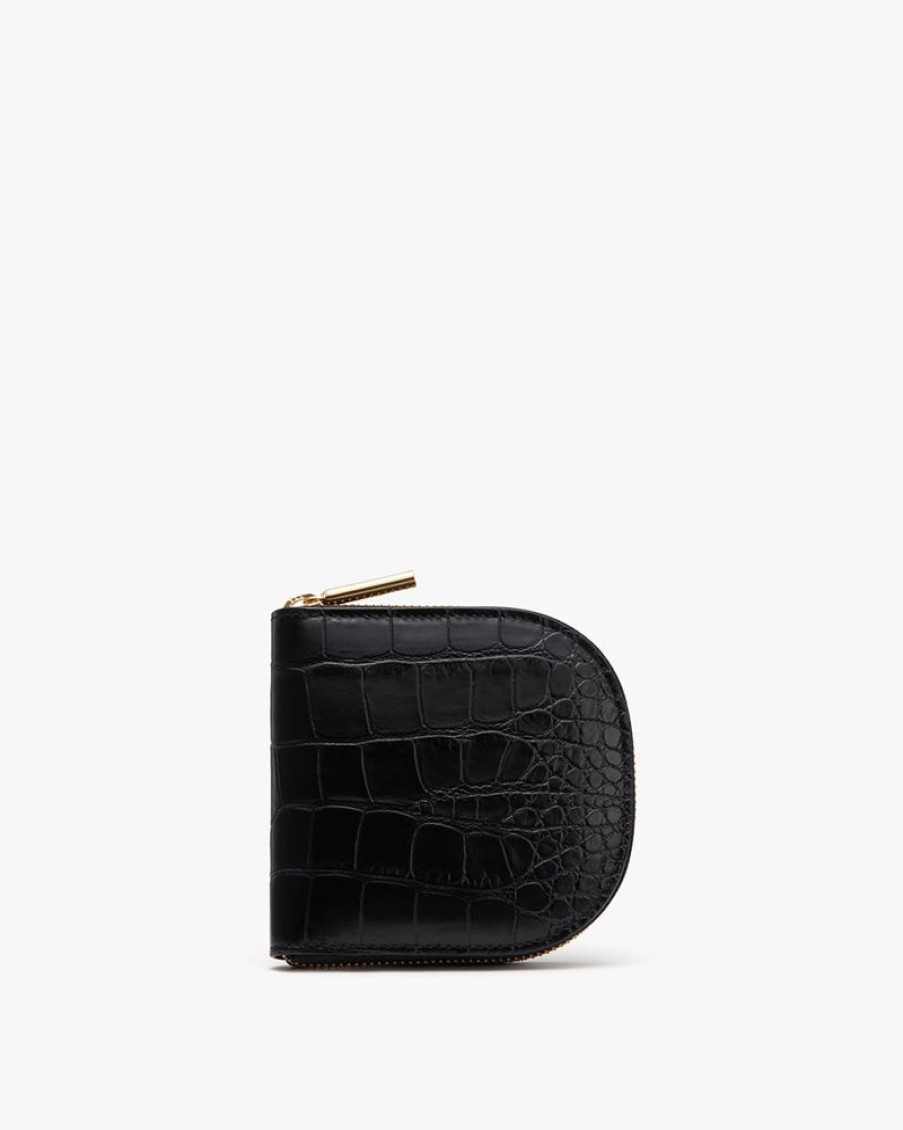 Small Leather Goods Cuyana | Duo Small Zip Wallet (Croco) Black