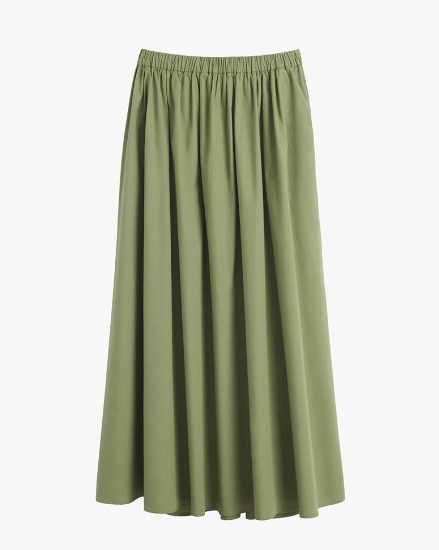 Clothing Cuyana | Poplin Gathered Skirt Leaf