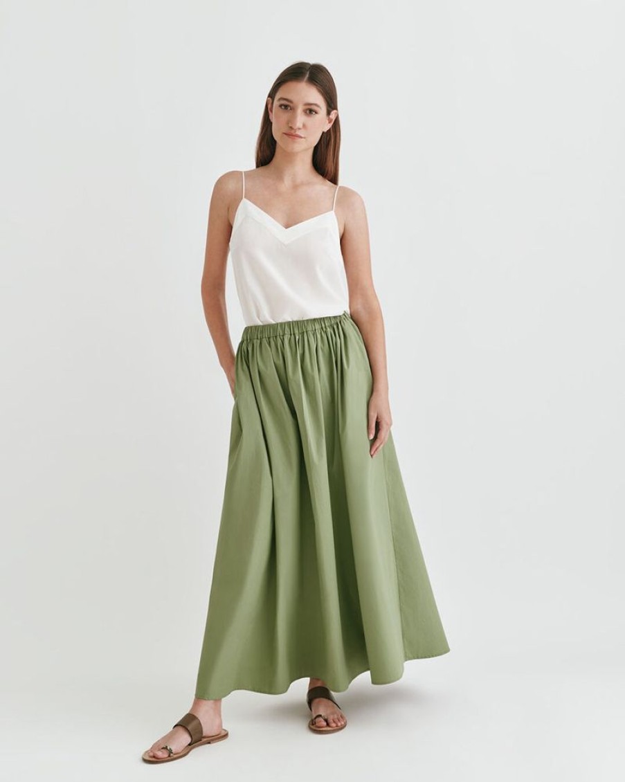 Clothing Cuyana | Poplin Gathered Skirt Leaf