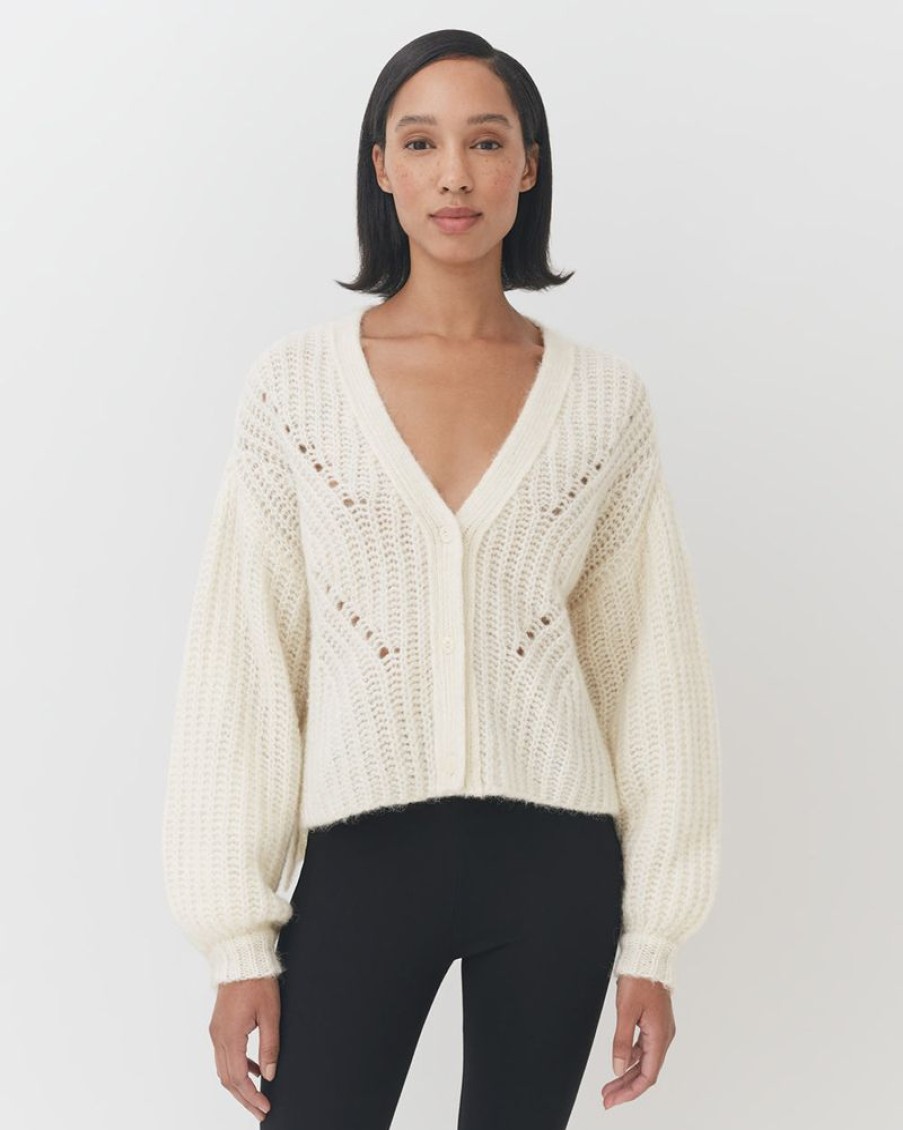 Clothing Cuyana | Alpaca Wool Cropped Cardigan Ecru