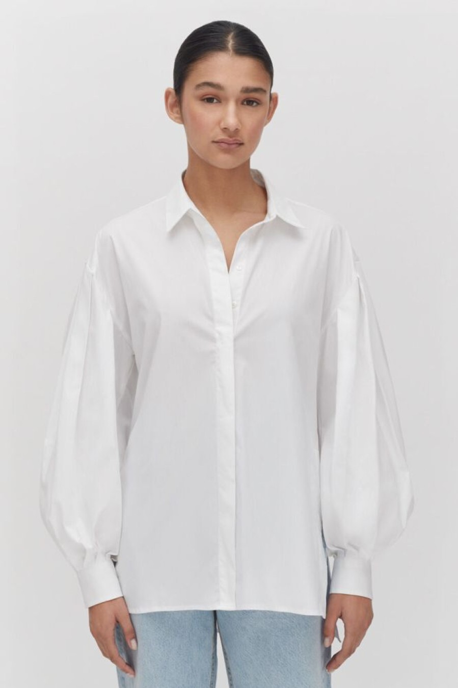 Clothing Cuyana | Poplin Balloon Sleeve Shirt White