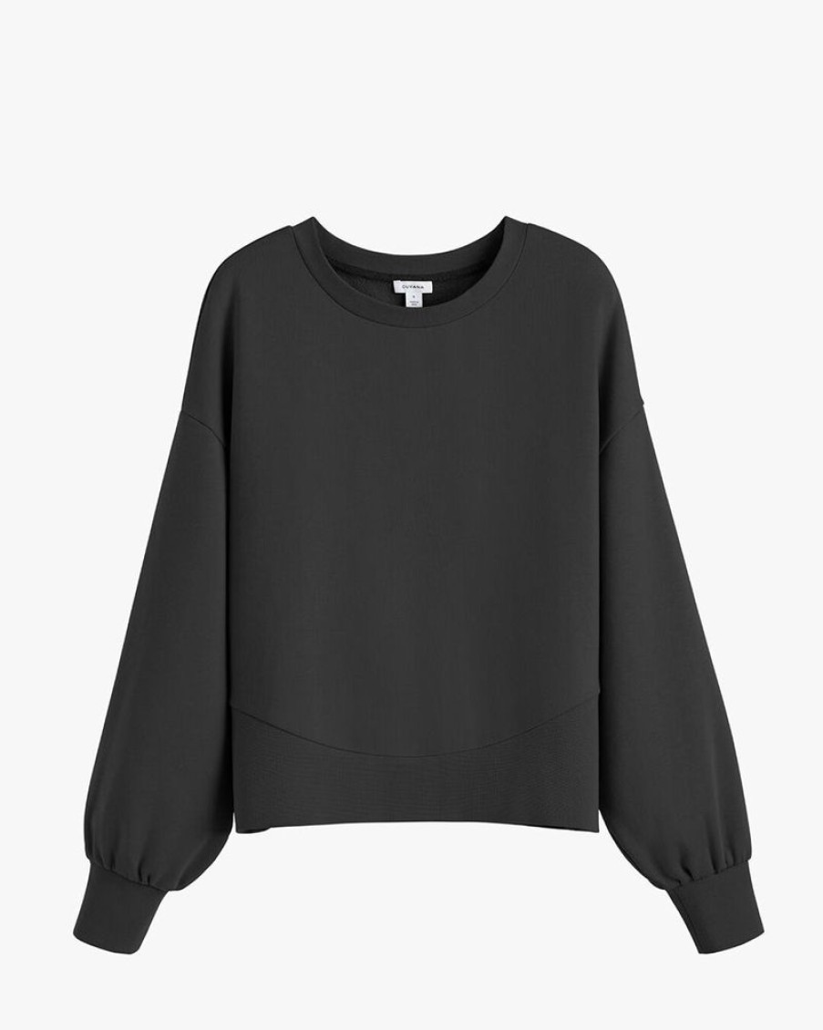 Clothing Cuyana | Terry Balloon Sleeve Sweatshirt Black