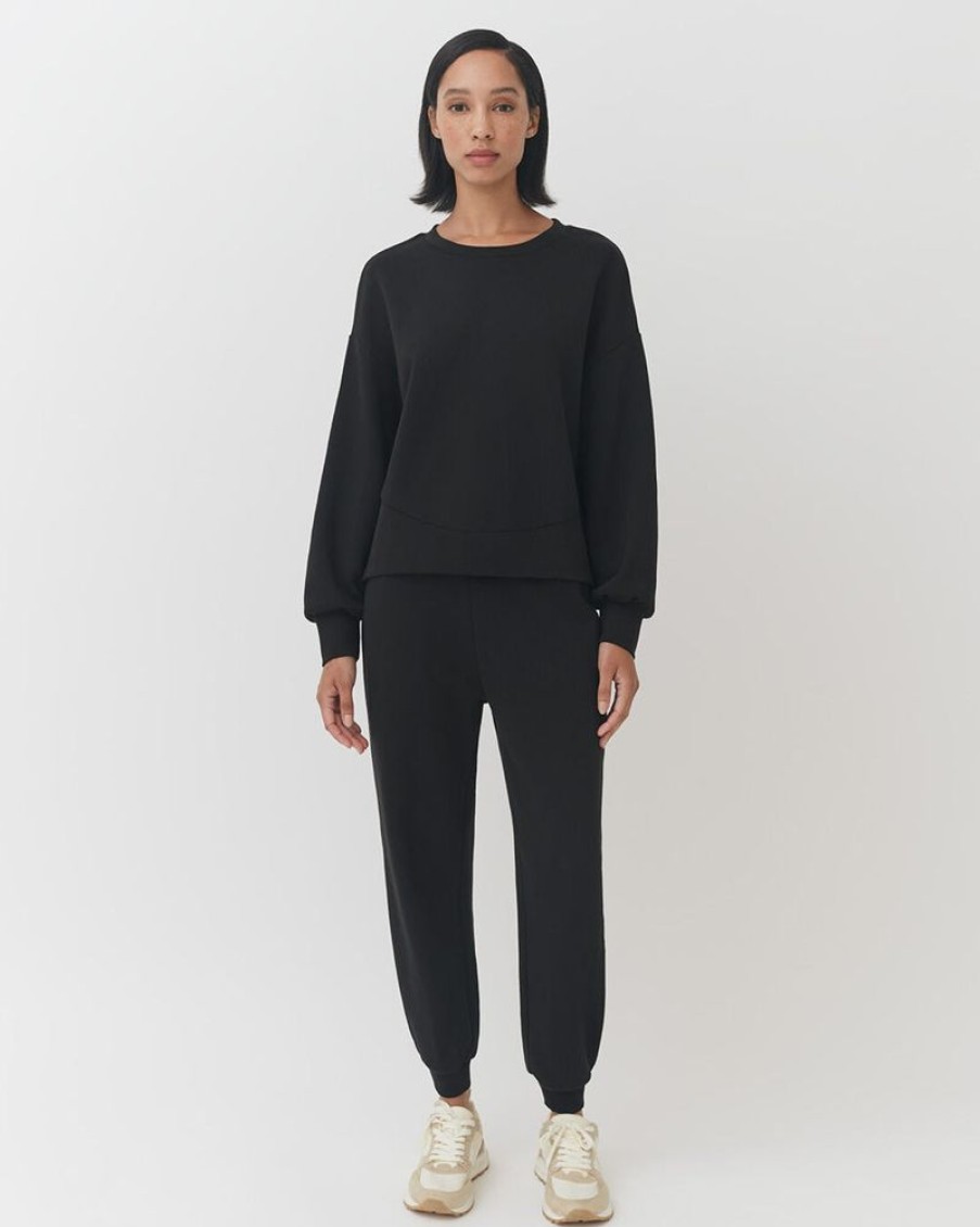 Clothing Cuyana | Terry Balloon Sleeve Sweatshirt Black