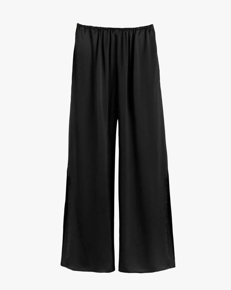 Clothing Cuyana | Washable Charmeuse Cropped Wide-Leg Pant Black