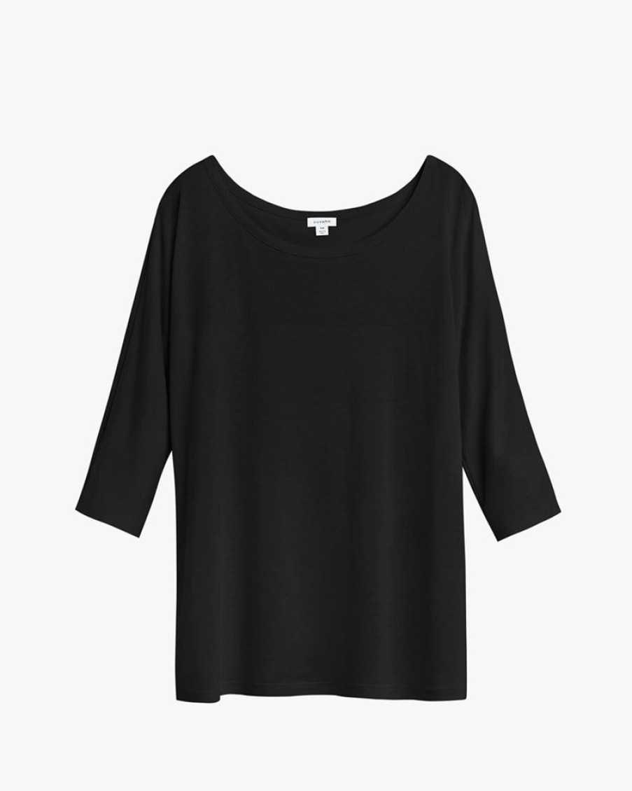 Clothing Cuyana | Organic Pima Drape-Back Top Black