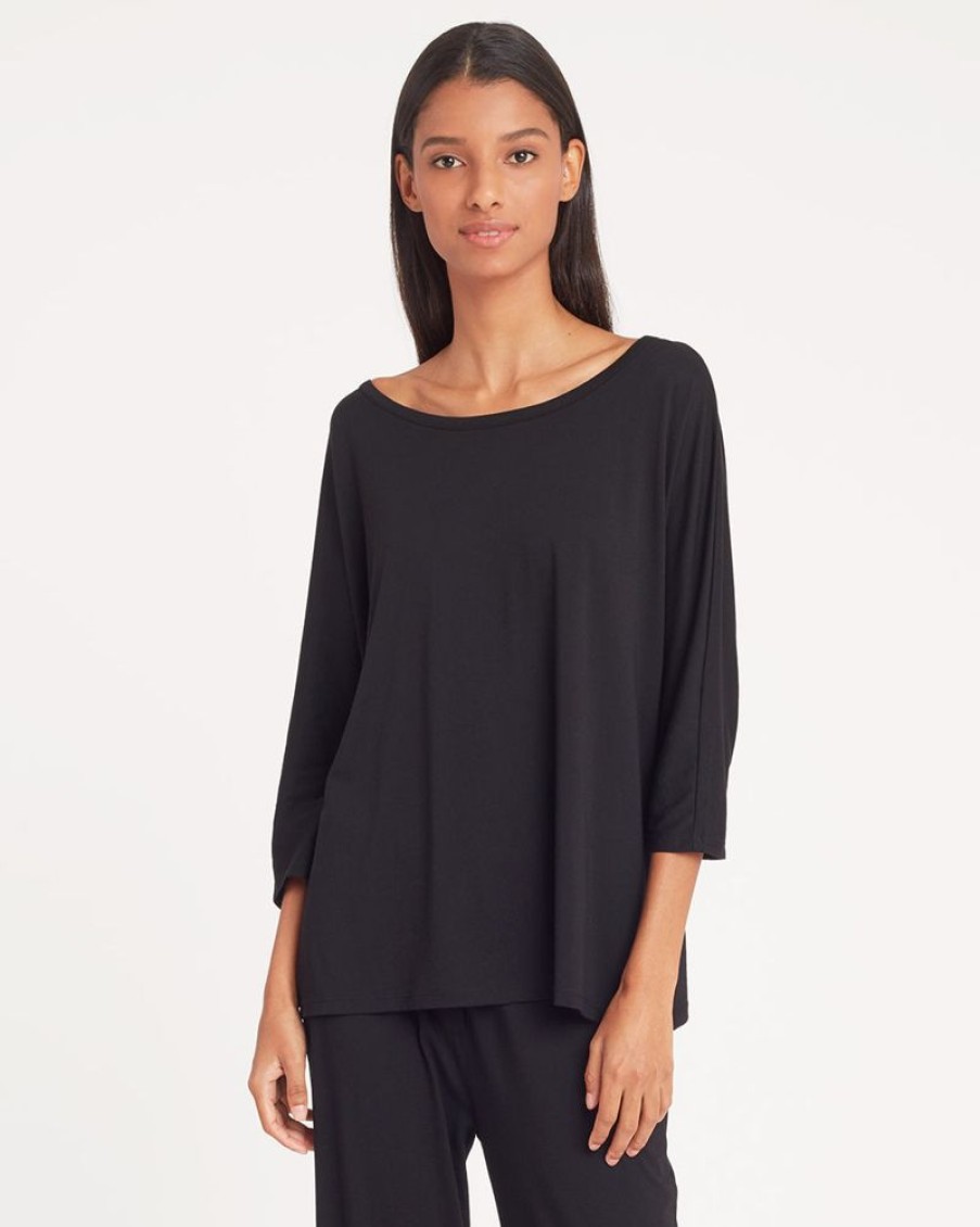 Clothing Cuyana | Organic Pima Drape-Back Top Black