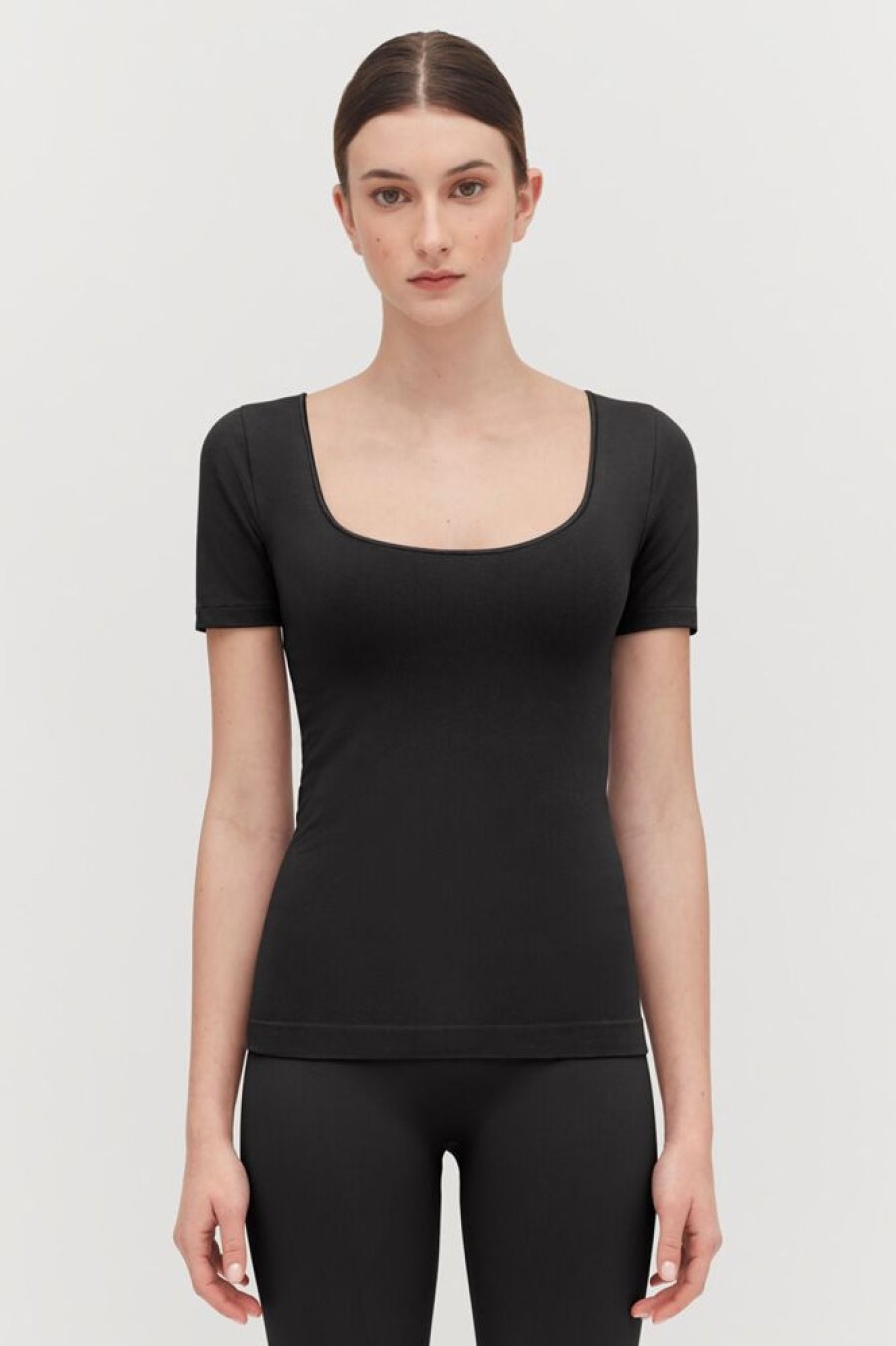 Clothing Cuyana | Stretch Scoop Neck Tee Black