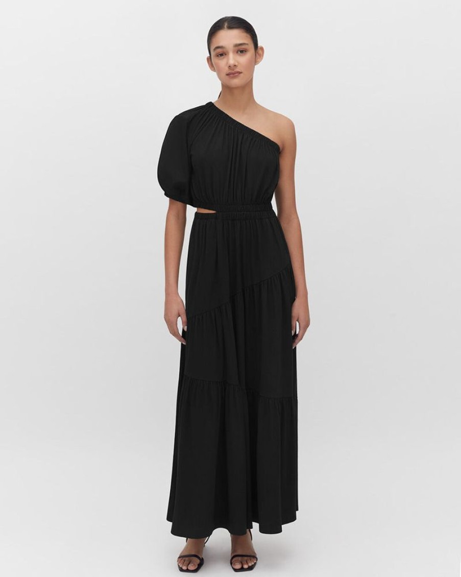 Clothing Cuyana | Gathered One Shoulder Dress Black