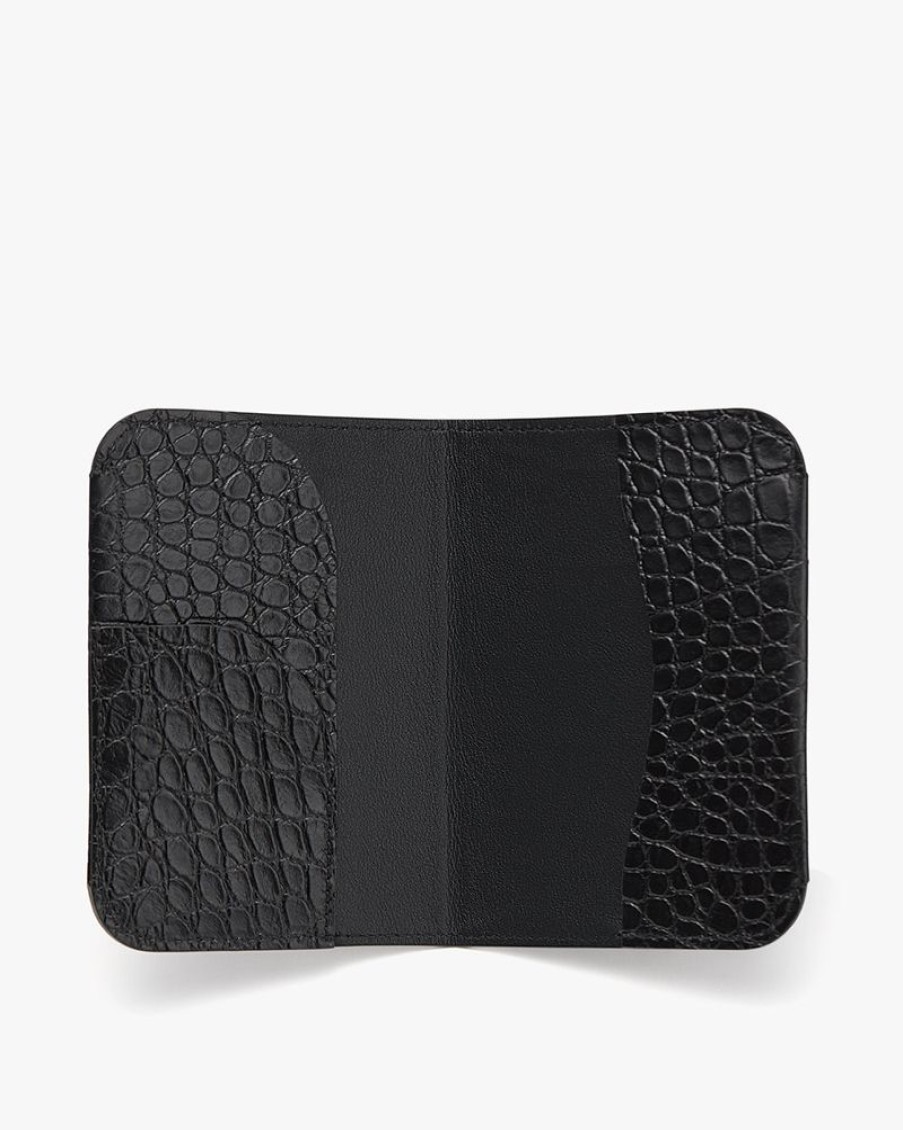 Small Leather Goods Cuyana | Passport Case (Croco) Black