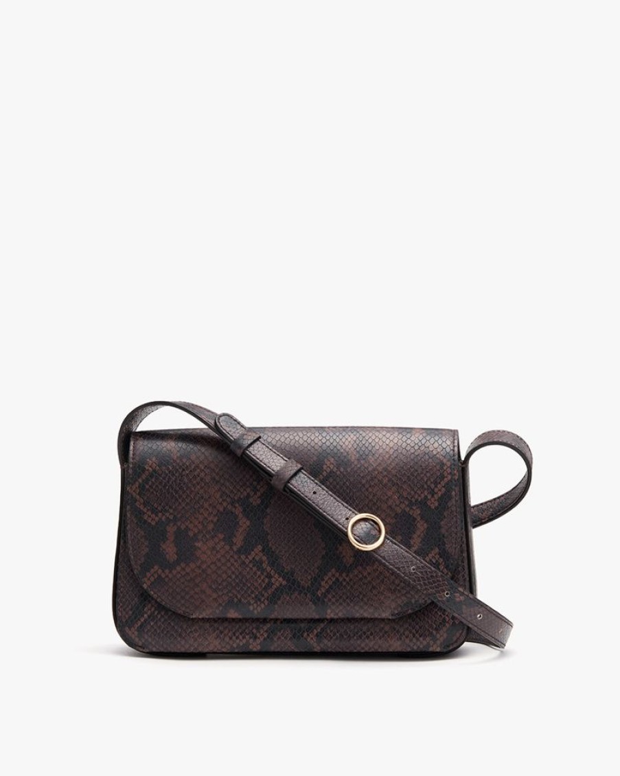 Bags Cuyana | Concertina Shoulder Bag (Snake) Dark Brown