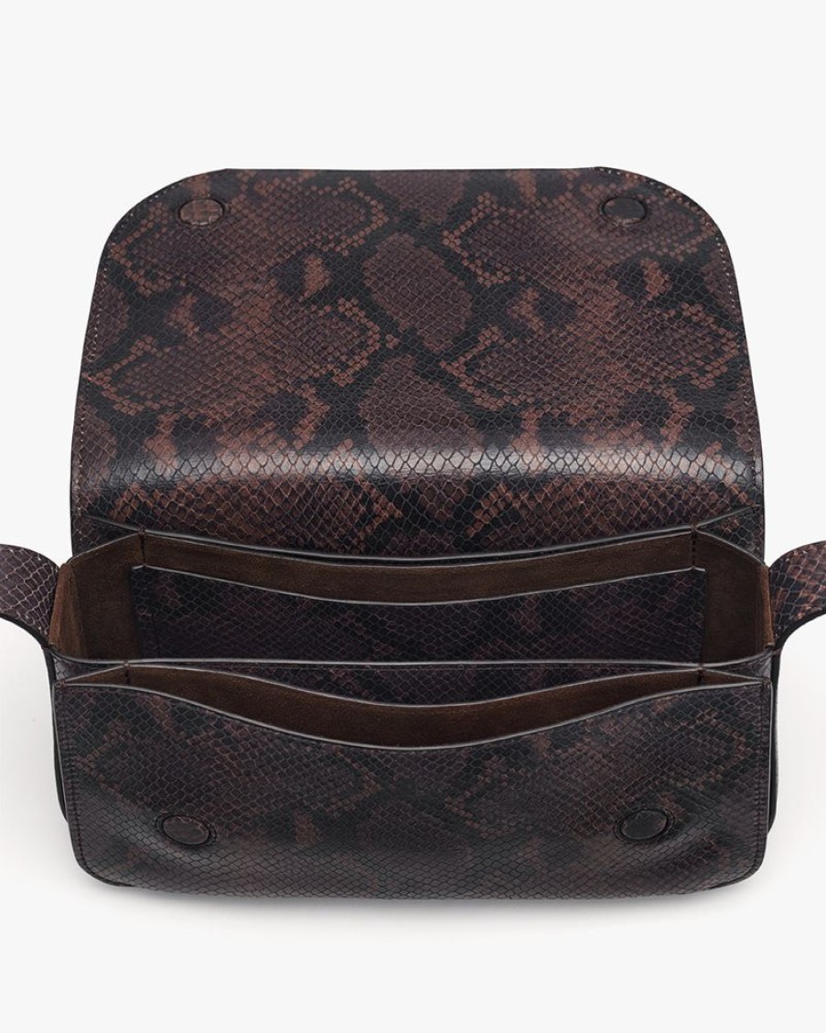 Bags Cuyana | Concertina Shoulder Bag (Snake) Dark Brown