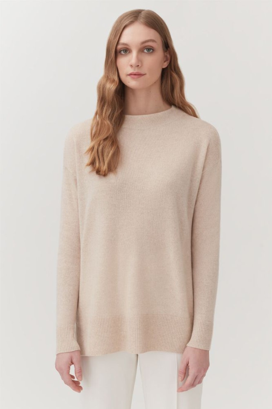 Clothing Cuyana | Single-Origin Cashmere Funnel Neck Sweater Beige