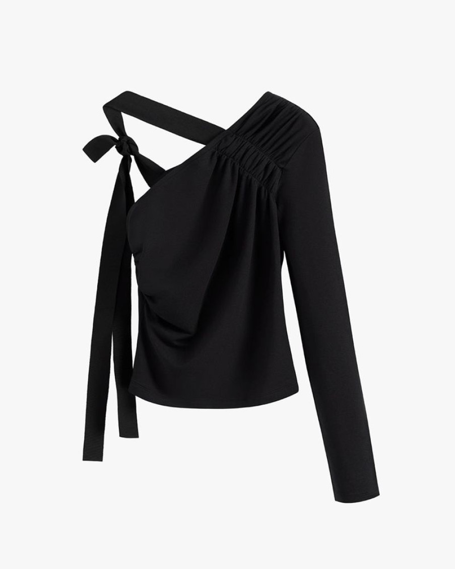 Clothing Cuyana | French Terry Draped Front Top Black