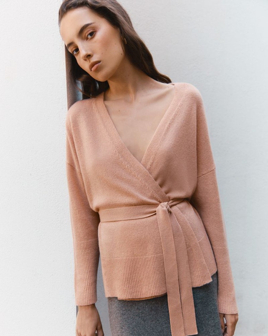 Clothing Cuyana | Single Origin Cashmere Wrap Sweater Apricot