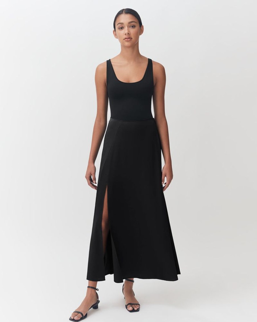 Clothing Cuyana | Washable Charmeuse Maxi Skirt Black