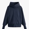 Clothing Cuyana | Fleece Funnel Neck Hoodie Navy