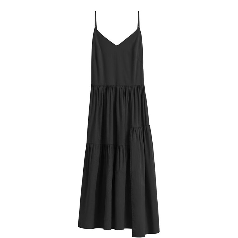 Clothing Cuyana | Poplin Tiered Dress Black