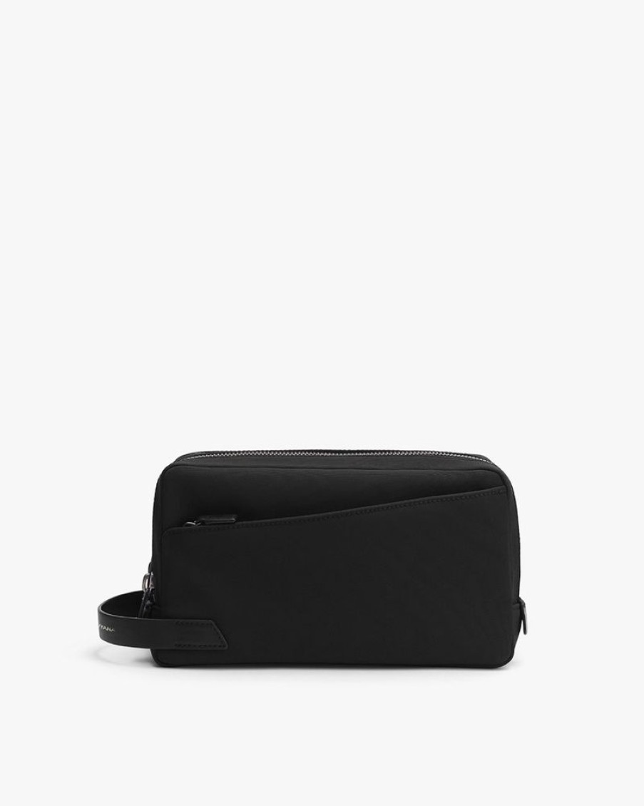 Small Leather Goods Cuyana | Mens Double Zip Toiletry Case Black