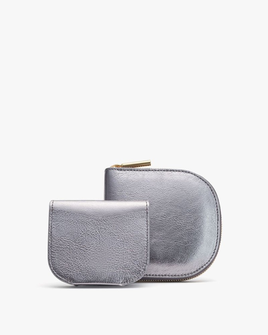 Small Leather Goods Cuyana | Duo Small Zip Wallet (Shimmer) Anthracite