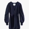 Clothing Cuyana | Silk Puff Sleeve Wrap Navy