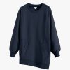 Clothing Cuyana | Fleece Long Crewneck Sweatshirt Navy