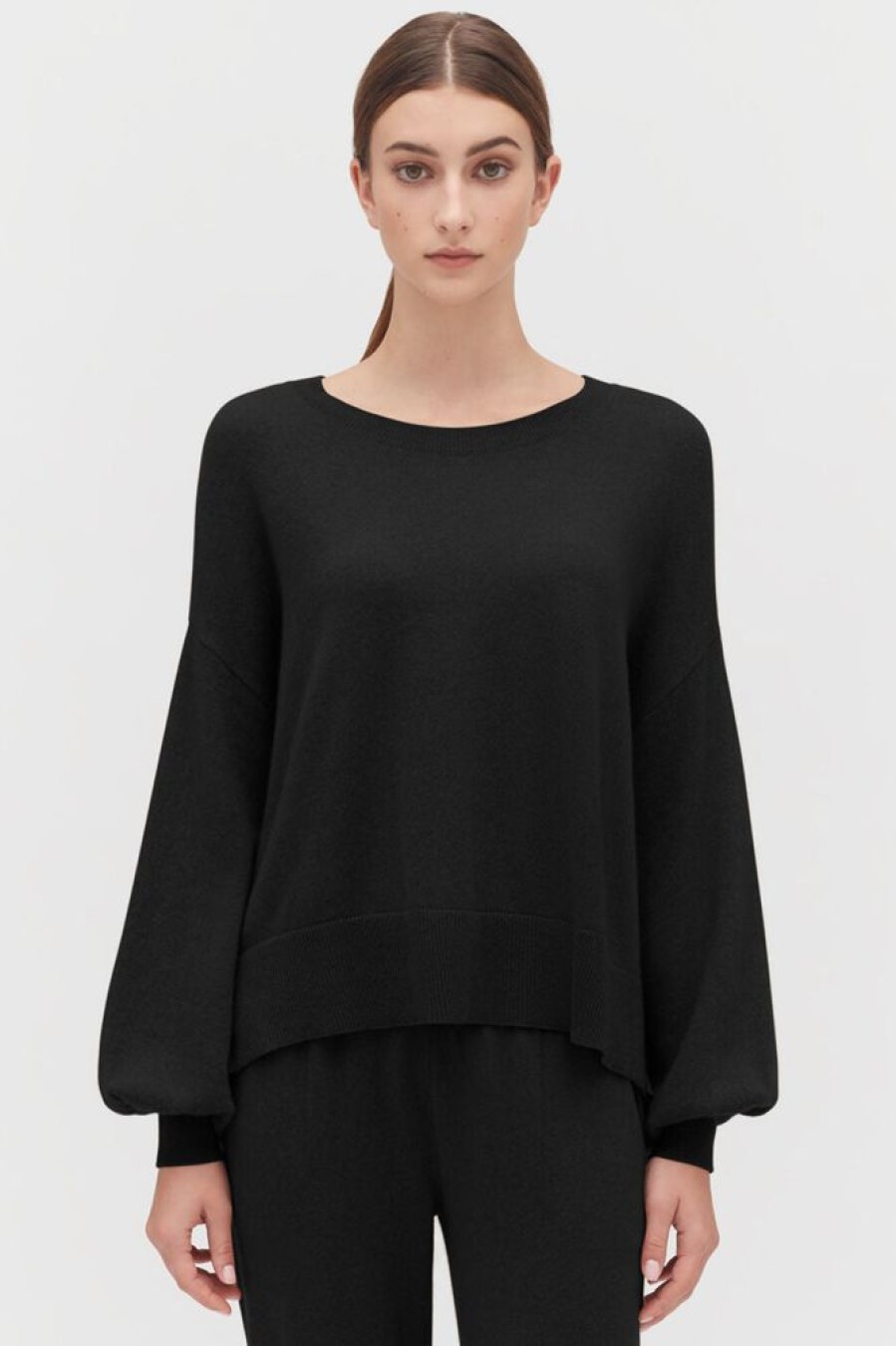 Clothing Cuyana | Single-Origin Cashmere Open Side Sweater Black