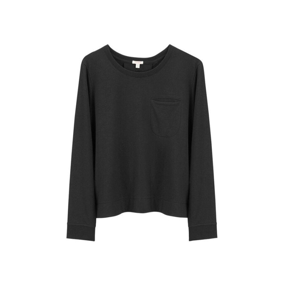 Clothing Cuyana | French Terry Pleat-Back Sweatshirt Black