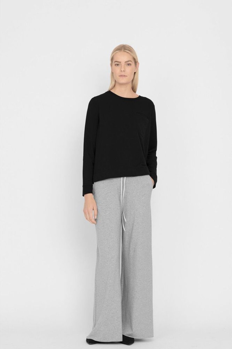 Clothing Cuyana | French Terry Pleat-Back Sweatshirt Black