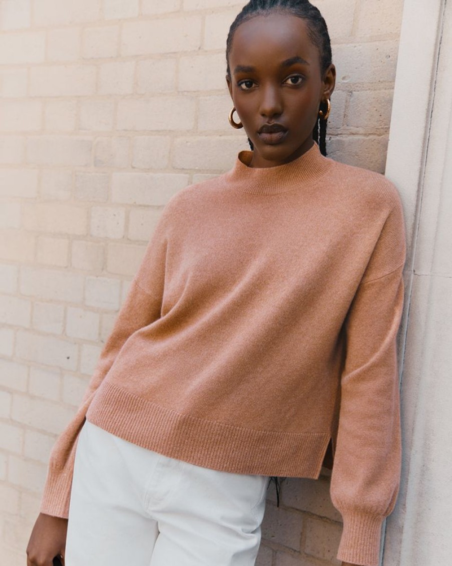 Clothing Cuyana | Single Origin Cashmere Cropped Sweater Apricot