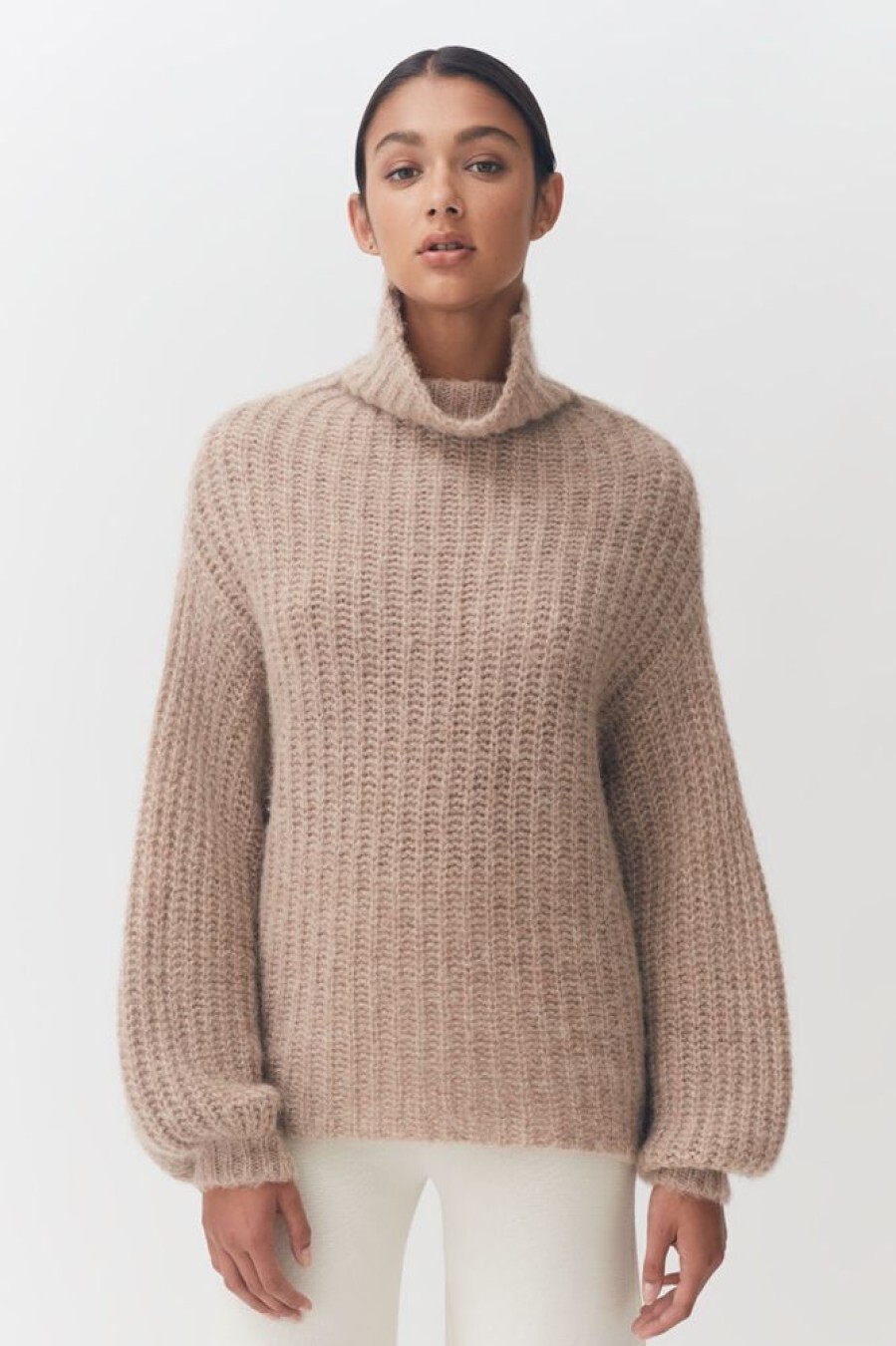 Clothing Cuyana | Alpaca Wool Turtleneck Sweater Cappuccino