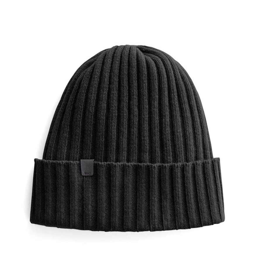 Accessories Cuyana | Mens Wool Cashmere Ribbed Beanie Black