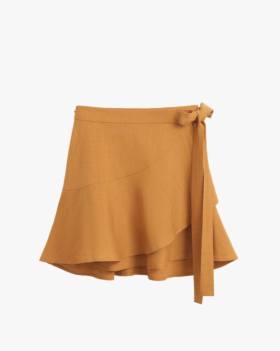 Clothing Cuyana | Linen Wrap Mini Skirt Honey - Minifhandbag