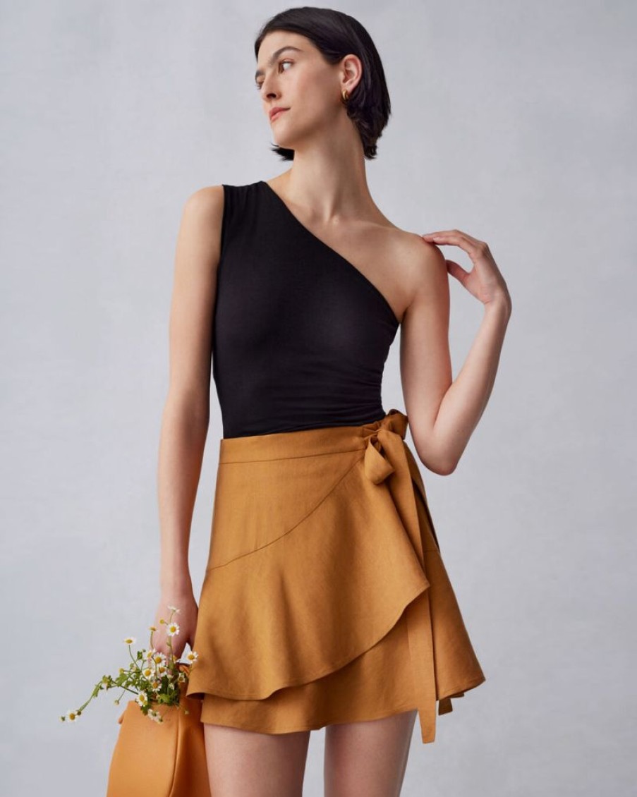 Clothing Cuyana | Linen Wrap Mini Skirt Honey